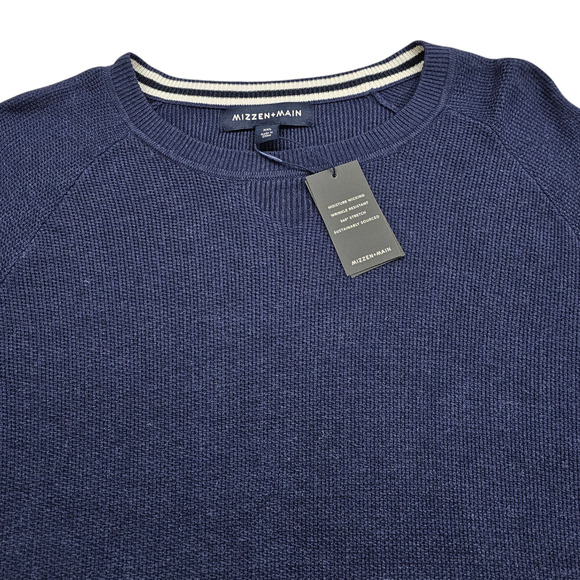 NWT Mizzen Main Sweater Mens XXL Blue Cassady Crew Neck Moisture Wicking Soft - Picture 3 of 15